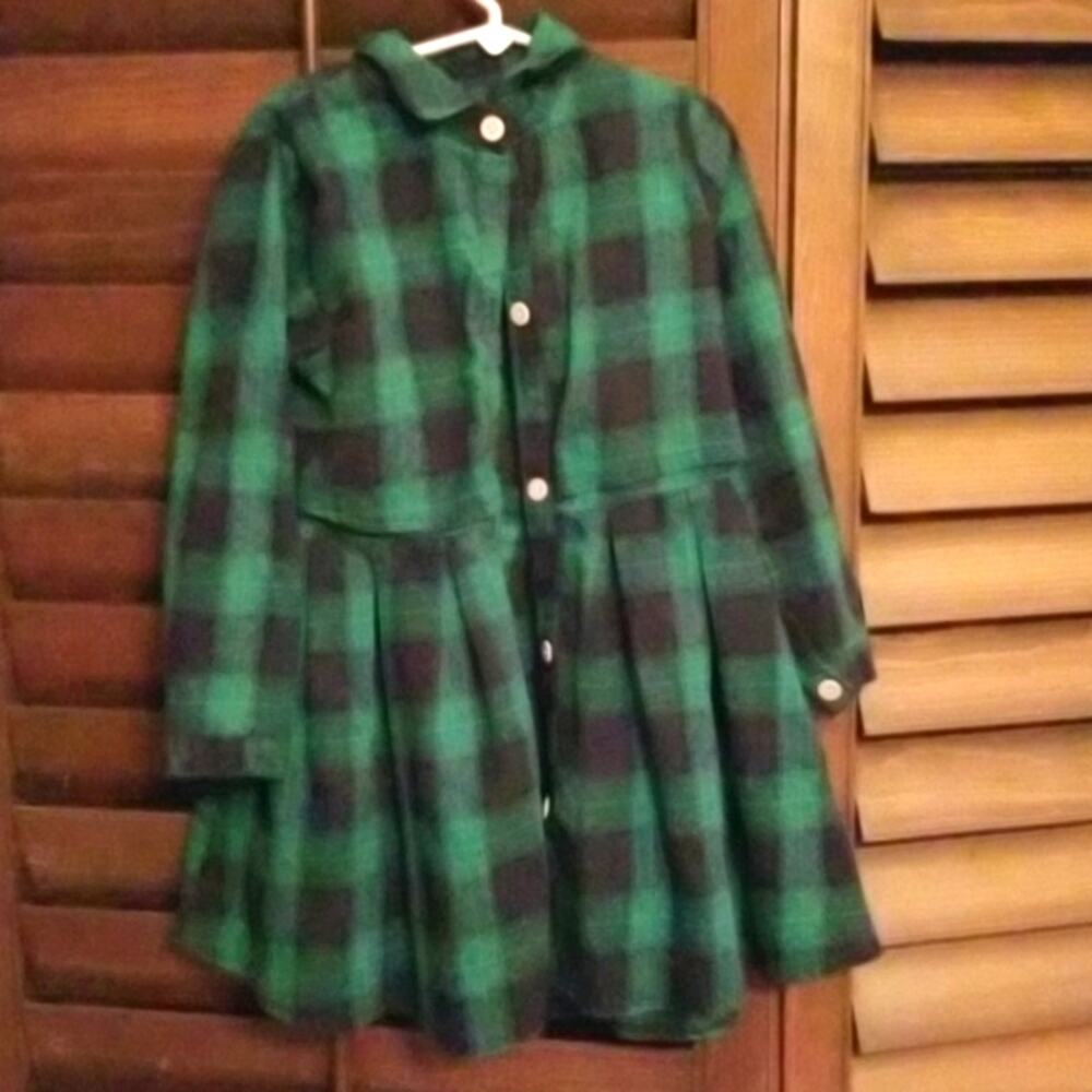 Girls Green & Black Plaid Jacket